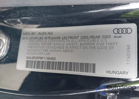 2015 Audi A3 2.0T Premium z USA, uszkodzony, nr VIN WAUEFGFF8F1135493